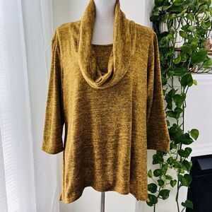 New Directions Mustard Yellow Cowl Neck Oversize Cozy Sweater - Size XL